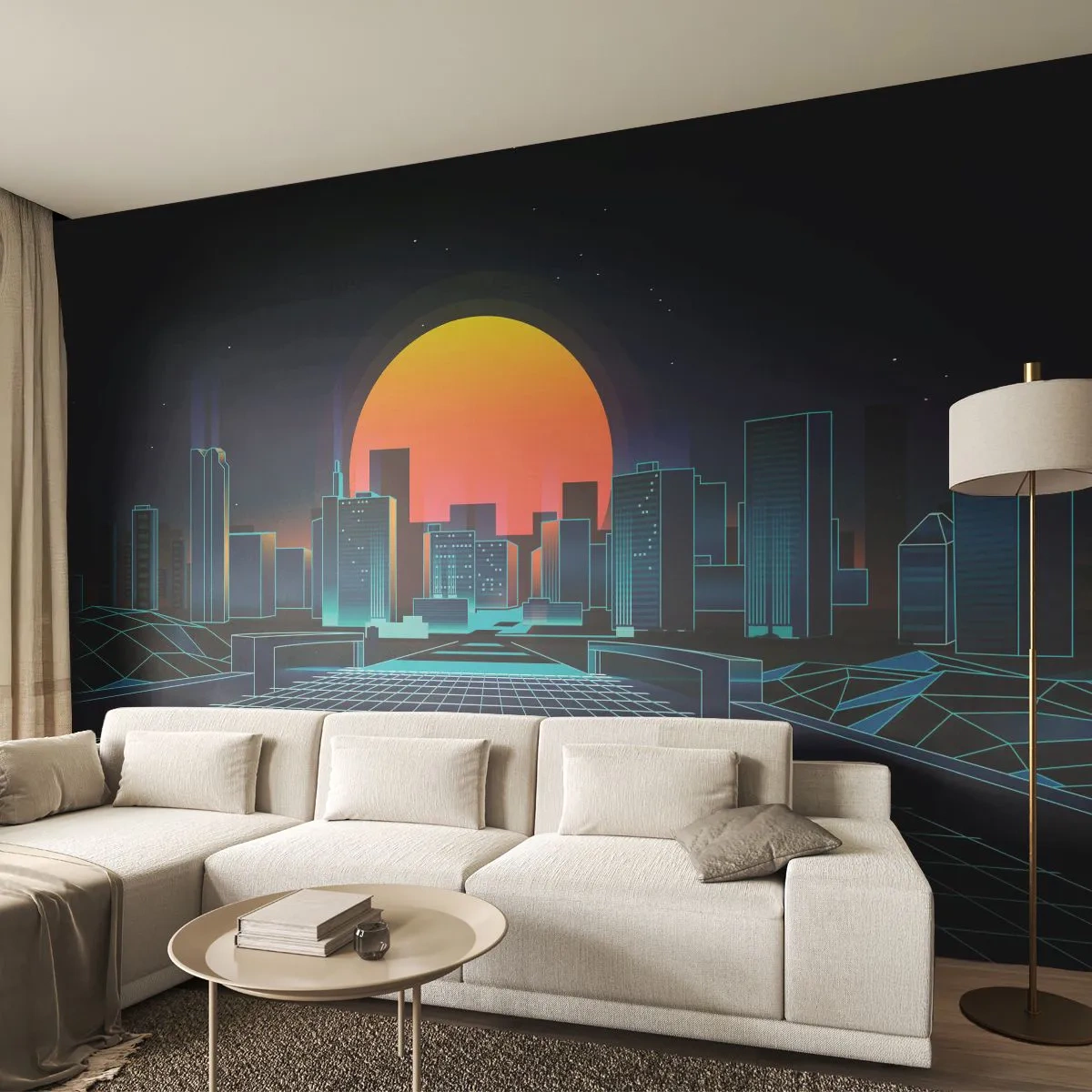 Papier Peint Photo Standard Eco - Vous voulez toujours passer au réel ? - Abstraction, Ville, Soleil - 350x256 cm