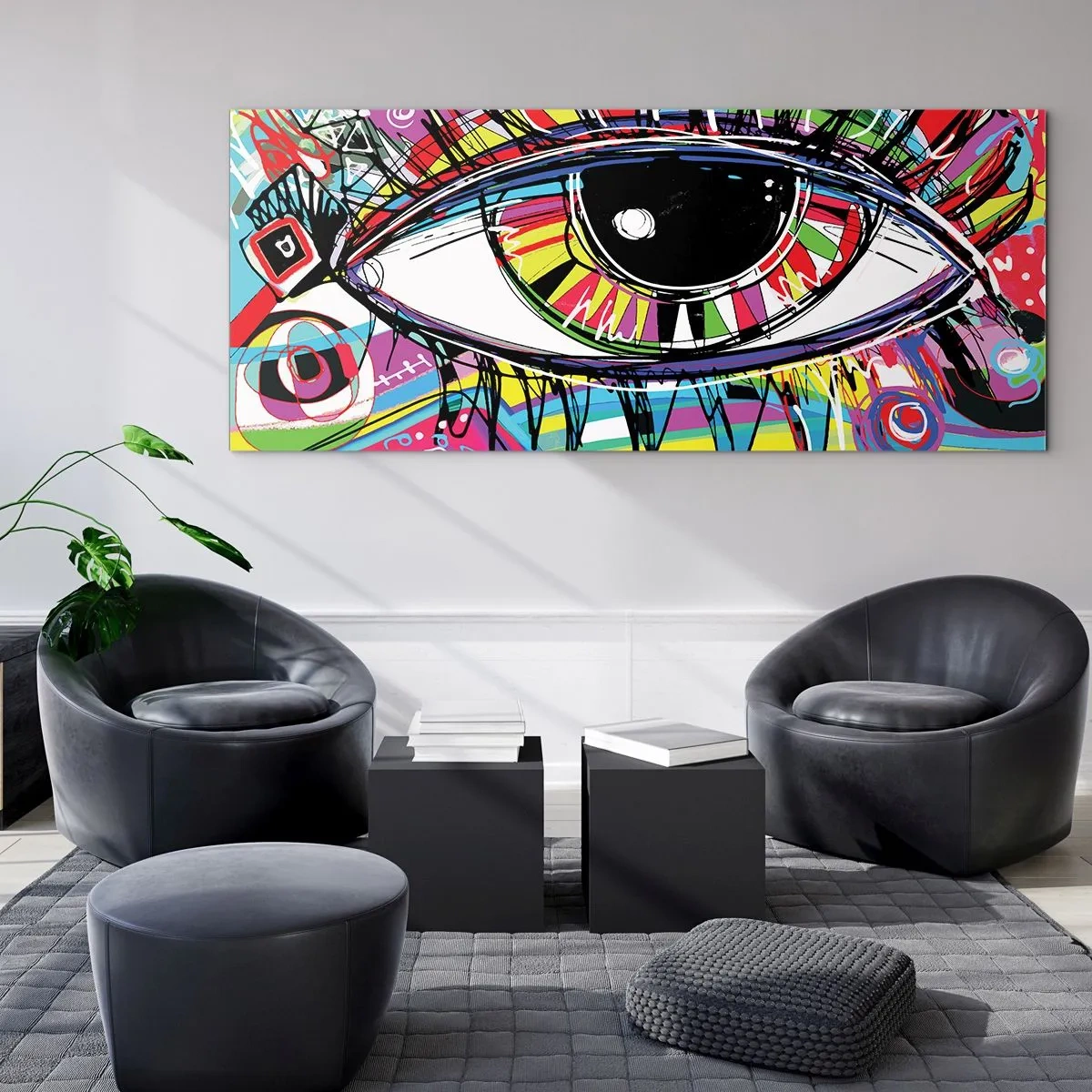 Impression sur verre - Image sur verre - Oeil coloré - âme colorée - 100x40 cm