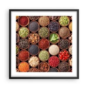 Affiche dans un cadre noir - Poster - Toutes les saveurs du monde - 50x50 cm