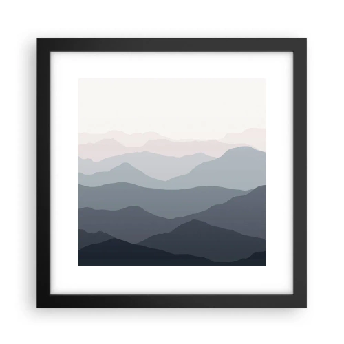 Affiche dans un cadre noir - Poster - Vagues de montagnes - 30x30 cm