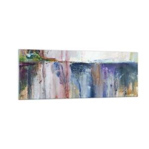 Impression sur verre - Image sur verre - Une composition abstraite de couleurs avec un effet de reflet sur la toile. - 140x50cm - Impressions et associations colorées - Décoration murale moderne pour le salon et la chambre ARTTOR