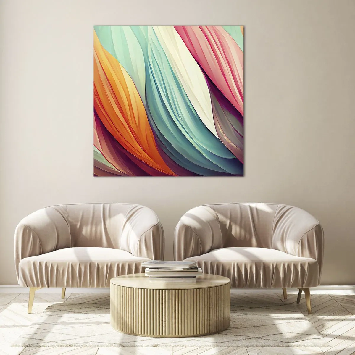 Impression sur verre - Image sur verre - Tissage arc-en-ciel - 40x40 cm