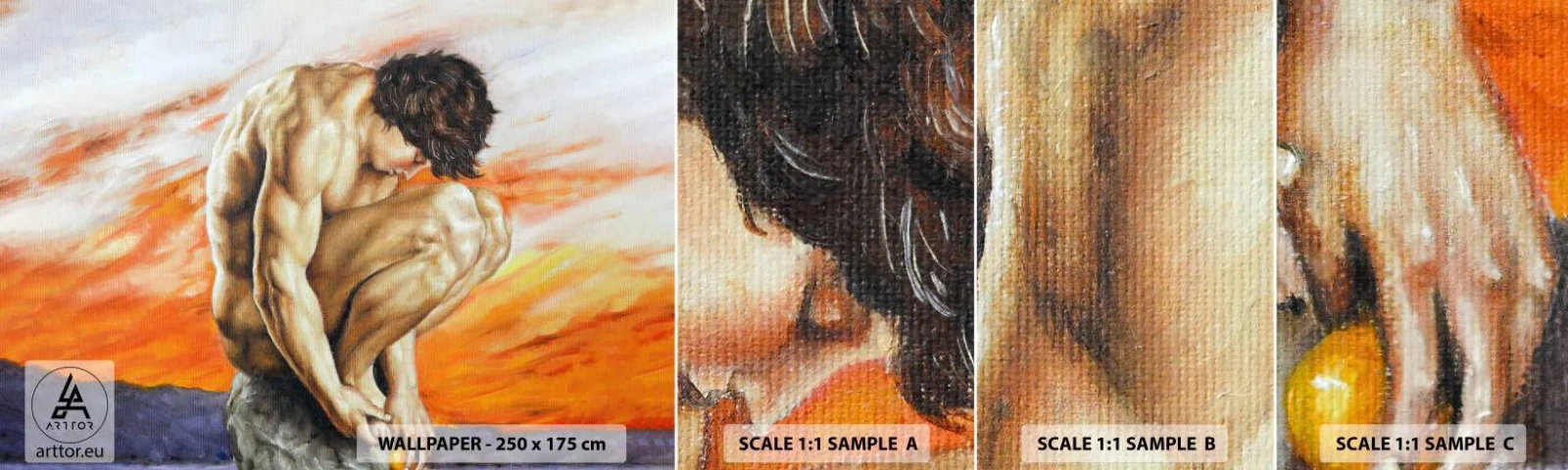 Échantillon de Papier Peint Autocollant Deluxe Sticker - Plongé dans ses pensées - Corps, Homme, Statue - 100x30 cm