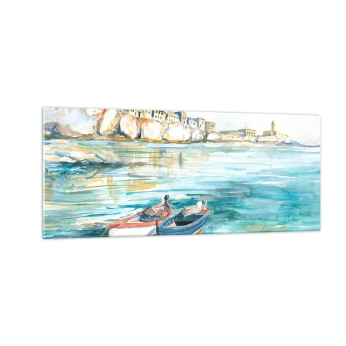 Impression sur verre - Image sur verre - Paysage dans l'azur - 100x40 cm