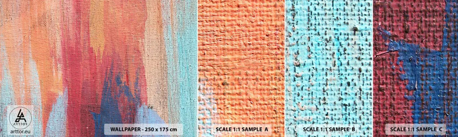 Échantillon de Papier Peint Autocollant Deluxe Sticker - Ecoulement de l'arc-en ciel - Abstraction, Morceau, Peinture - 100x30 cm