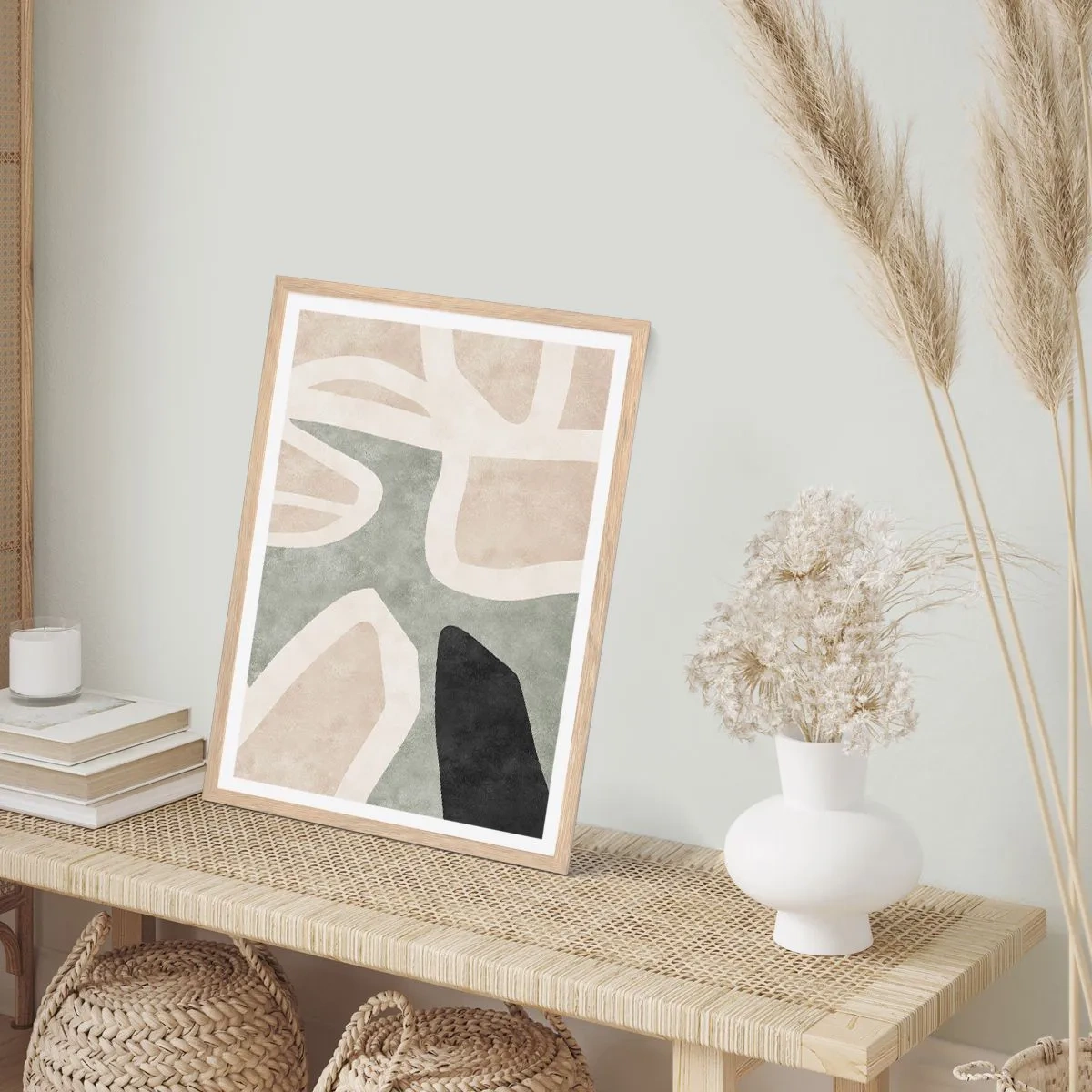Affiche dans un chêne clair - Poster - Composition pour motif noir - 40x50 cm