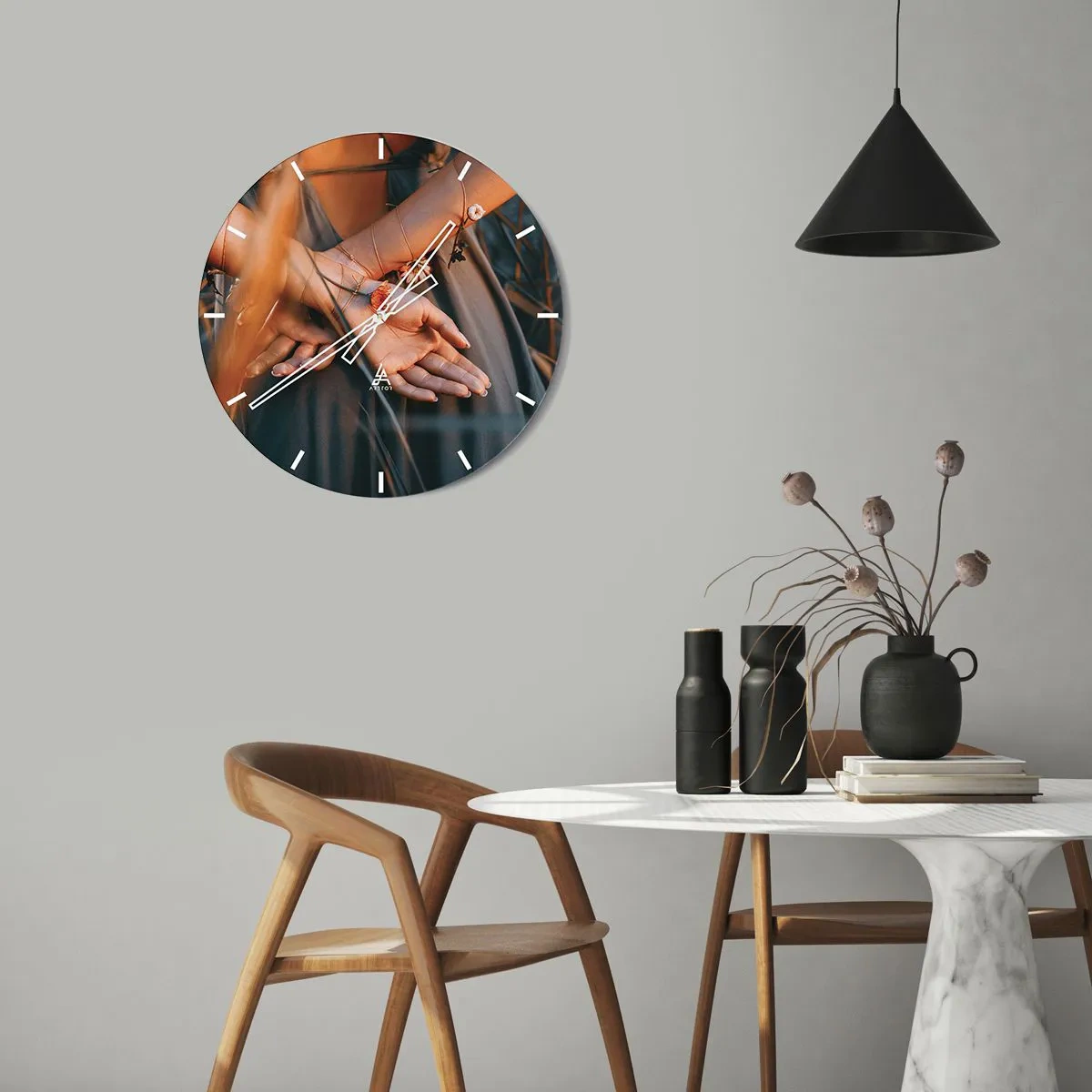 Horloge murale - Pendule murale - Liée à la nature - 30x30 cm
