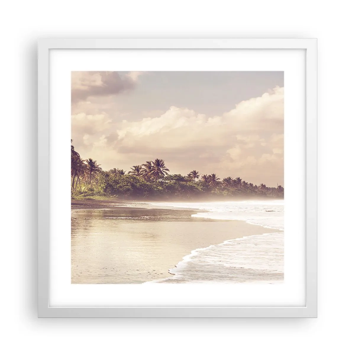 Affiche dans un cadre blanc - Poster - La caresse des vagues - 40x40 cm