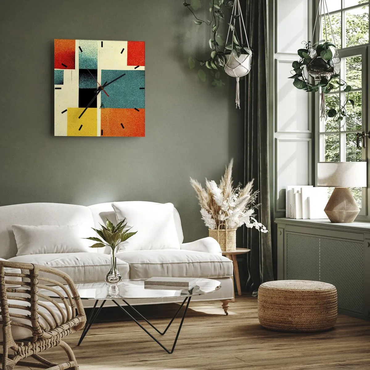 Horloge murale - Pendule murale - Abstraction géométrique – bonne énergie - 40x40 cm