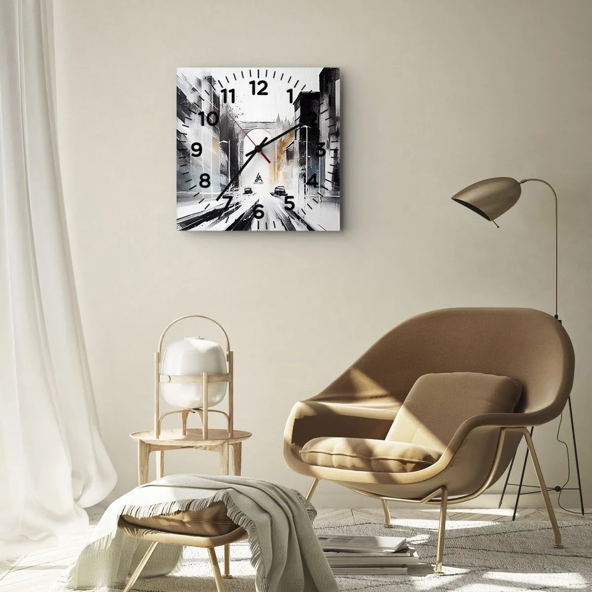 Horloge murale - Pendule murale - Étude de ville : architecture et mouvement - 40x40 cm