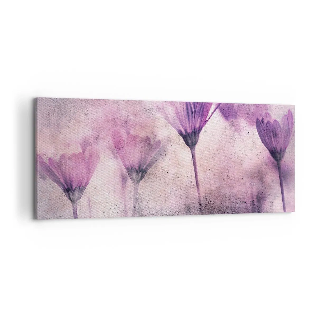 Impression sur toile - Image sur toile - Fleurs délicates dans des tons violets sur fond clair - 120x50cm - Rêve de fleurs - Décoration murale moderne pour le salon et la chambre ARTTOR