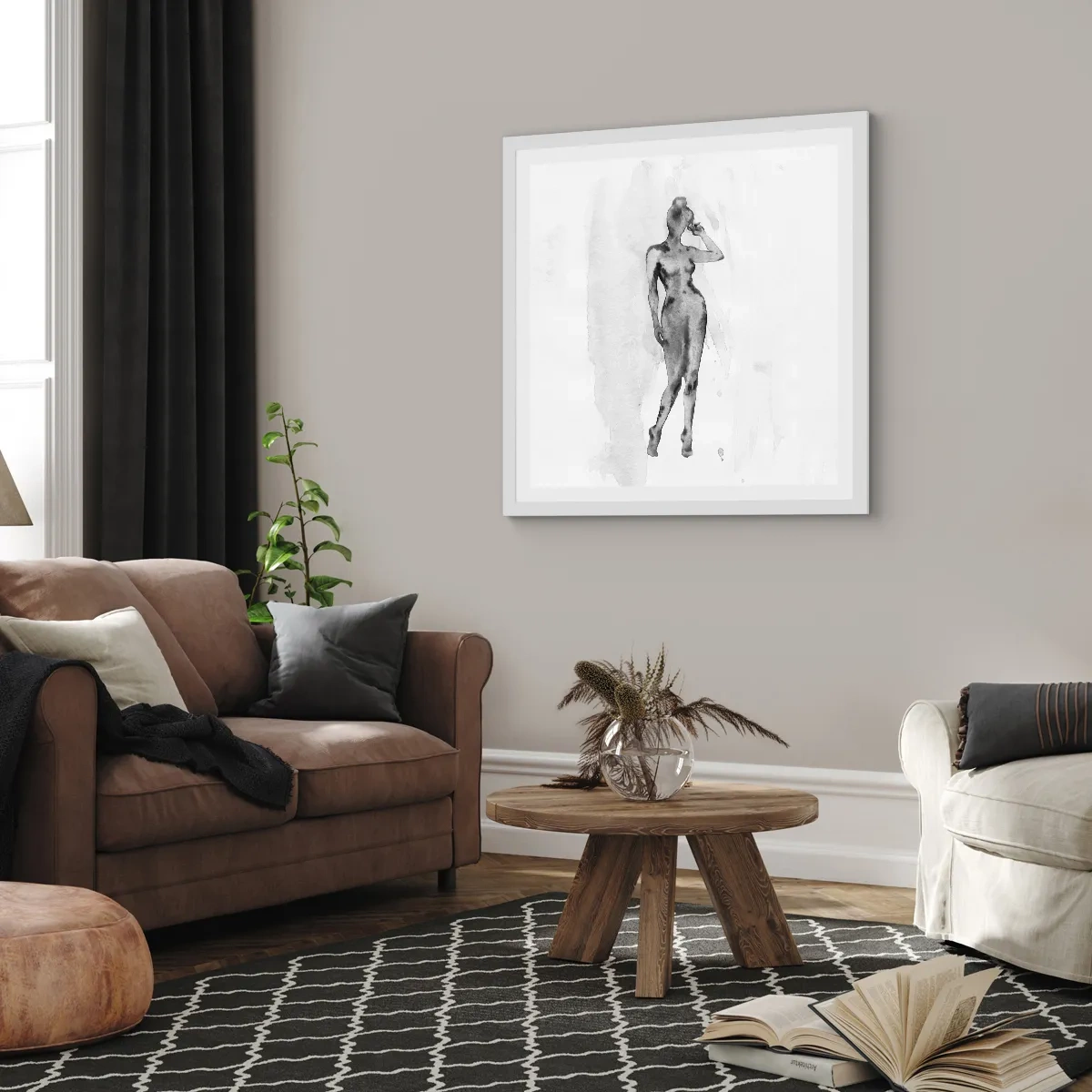 Affiche dans un cadre blanc - Poster - Etude de l'idéal de la féminité - 40x40 cm