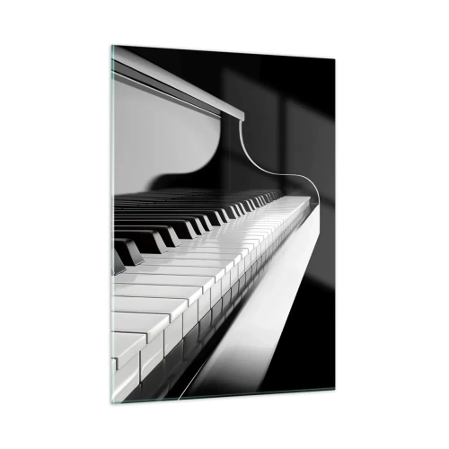 Impression sur verre - Image sur verre - Clavier de piano noir et blanc en perspective - 50x70cm - Harmonie des formes et des couleurs - Décoration murale moderne pour le salon et la chambre ARTTOR