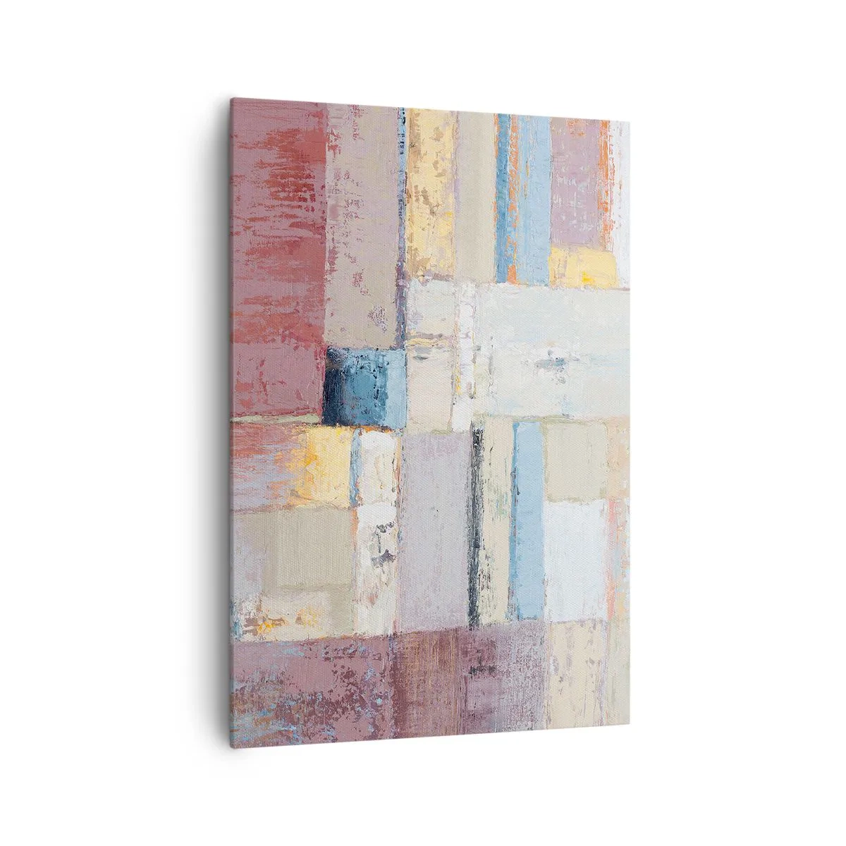 Impression sur toile - Image sur toile - Composition géométrique aux couleurs pastel - 70x100cm - Le calme de la géométrie - Décoration murale moderne pour le salon et la chambre ARTTOR