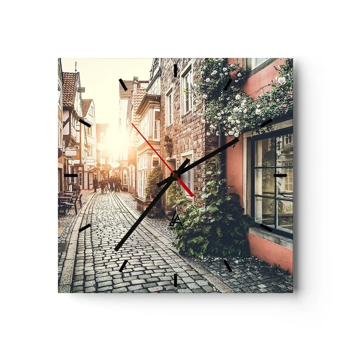 Horloge murale - Pendule murale - Allée de roses en lueur rose - 40x40 cm