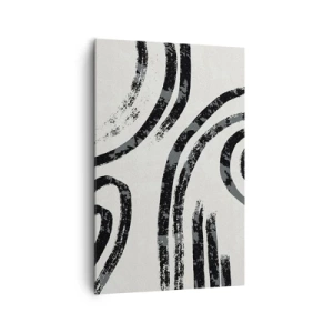 Impression sur toile - Image sur toile - Lignes abstraites noires et blanches sur fond clair - 80x120cm - À moitié arrêté - Décoration murale moderne pour le salon et la chambre ARTTOR