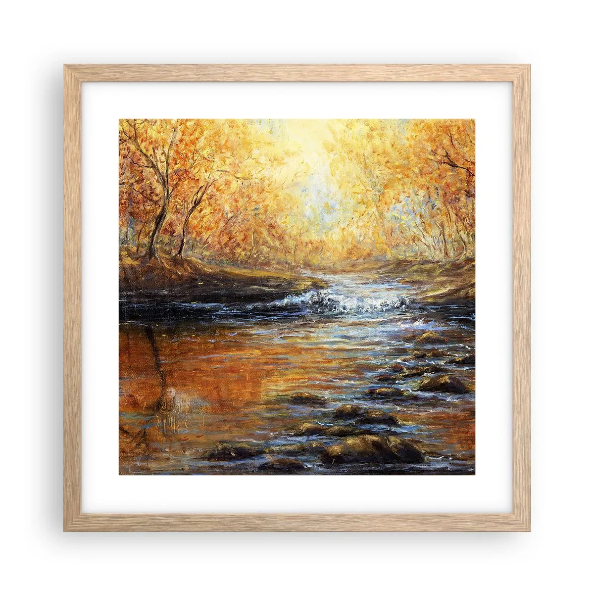 Affiche dans un chêne clair - Poster - Le ruisseau d'or - 40x40 cm