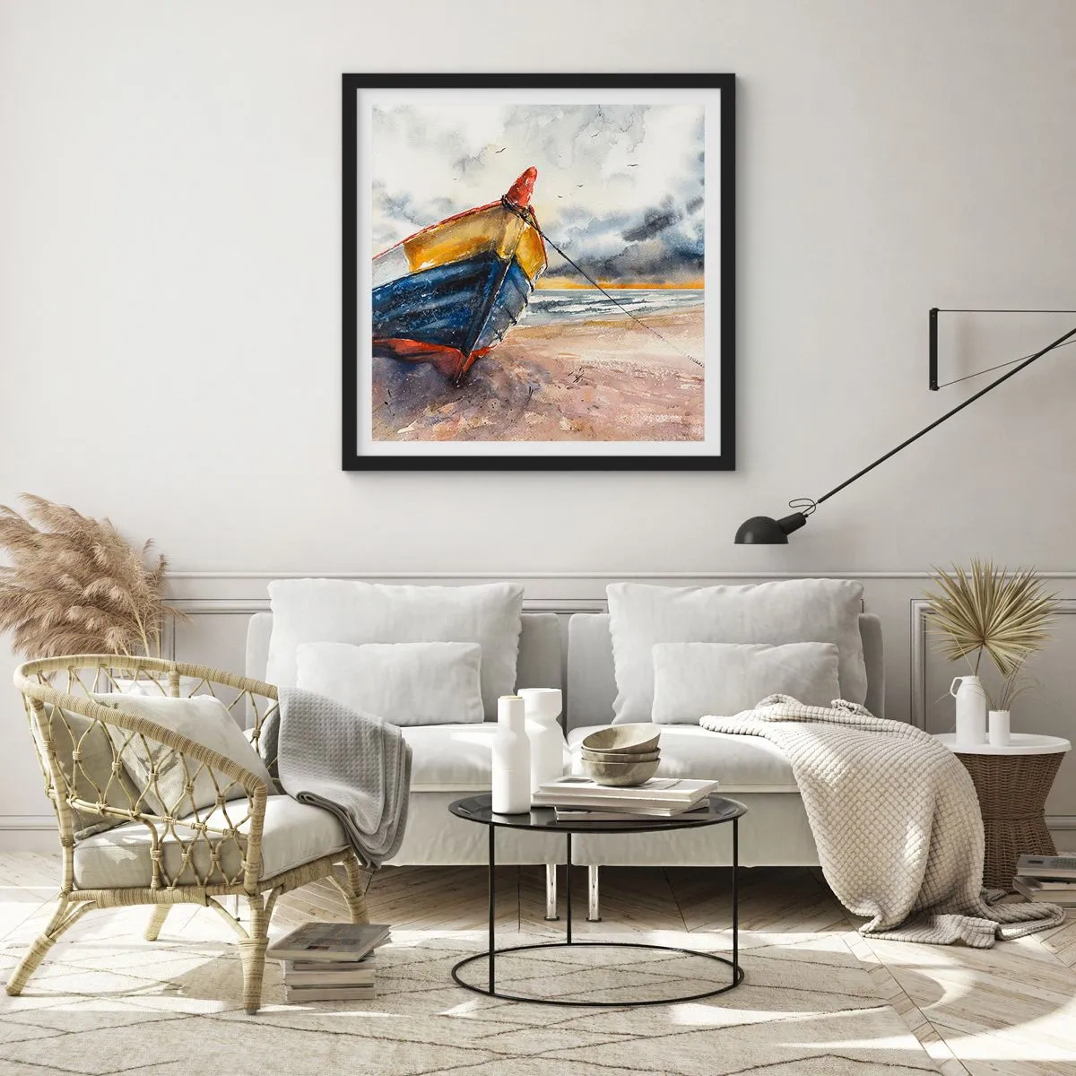 Affiche dans un cadre noir - Poster - Repos sur le rivage - 60x60 cm