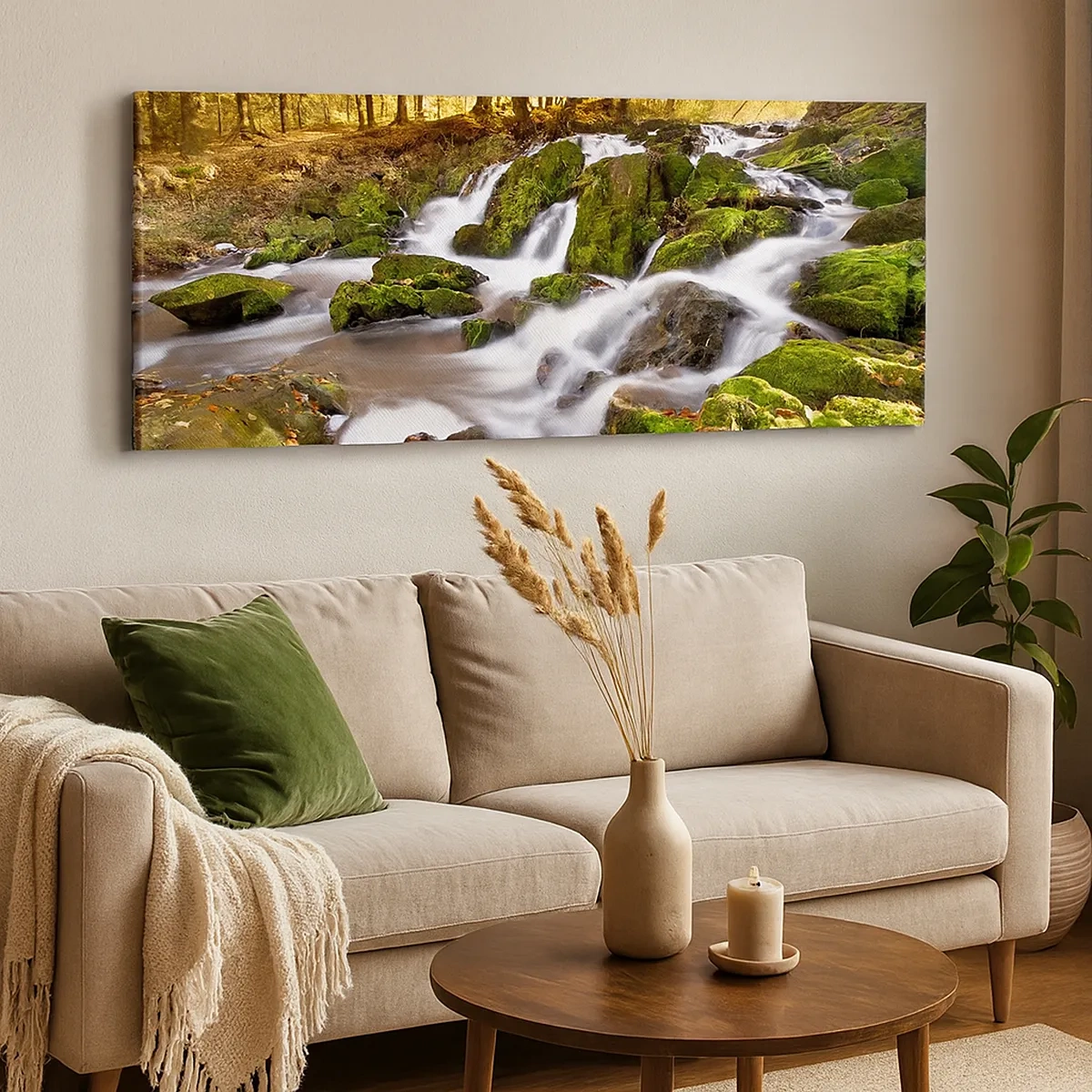 Impression sur toile - Image sur toile - Rapidement à travers la forêt d'automne - 30x30 cm