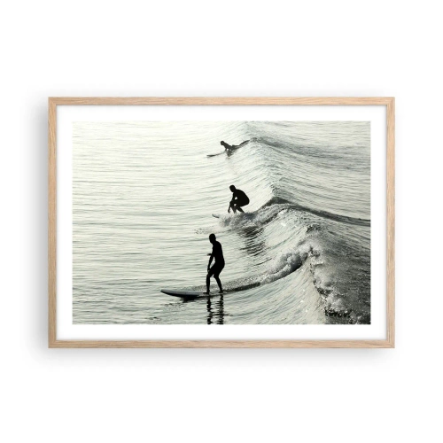 Affiche dans un chêne clair - Poster - A la rencontre de la vague - 70x50 cm