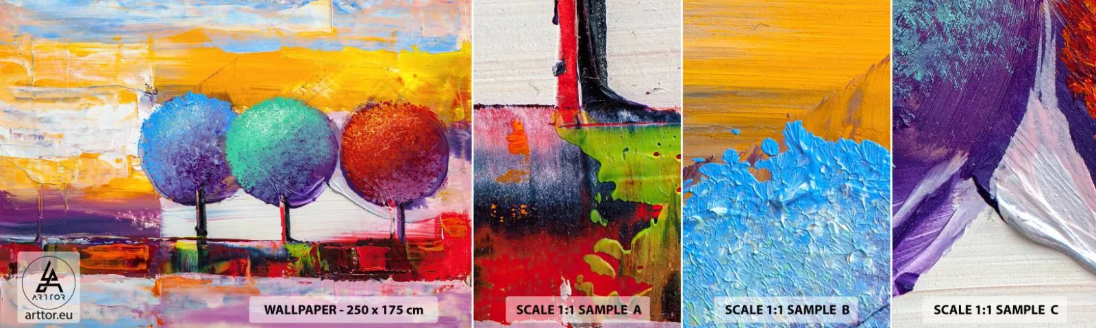 Échantillon De Papier Peint Standard Eco - Art jusqu'à trois - Paysage, Des arbres, Morceau - 100x30 cm