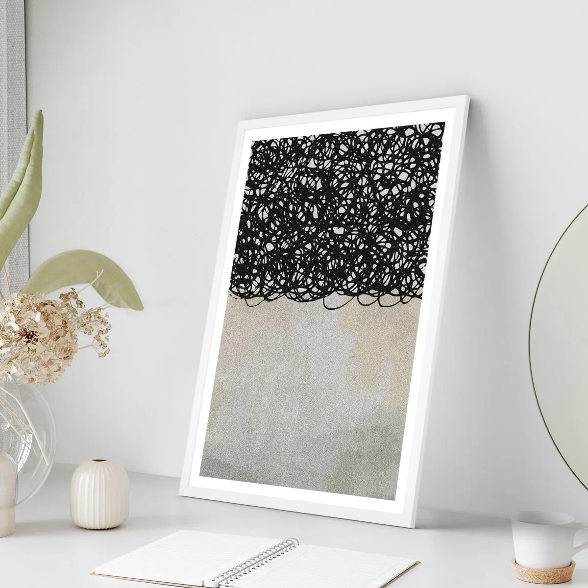 Affiche dans un cadre blanc - Poster - Abstraction turbulente - 50x70 cm