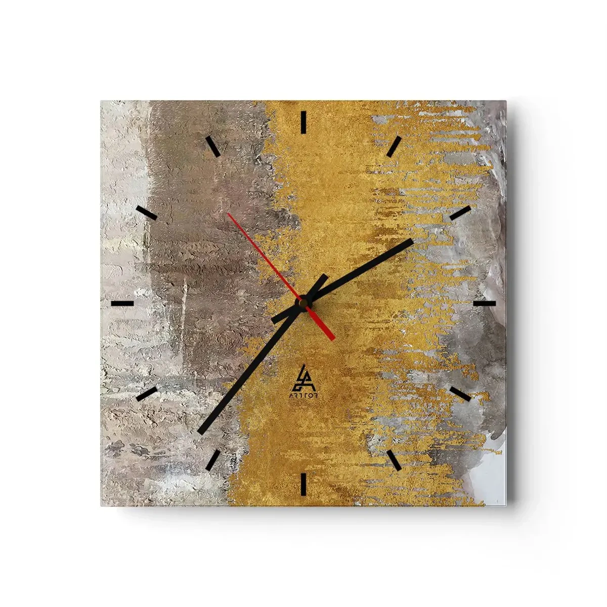 Horloge murale - Pendule murale - Motif abstrait doré et beige - 30x30cm - Une explosion d'or - Décoration murale moderne pour le salon et la chambre ARTTOR