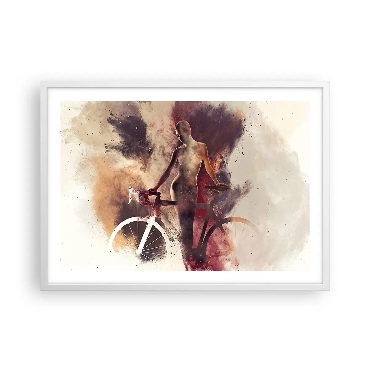 Affiche dans un cadre blanc - Poster - Une âme de vélo aux formes marbrées - 70x50 cm