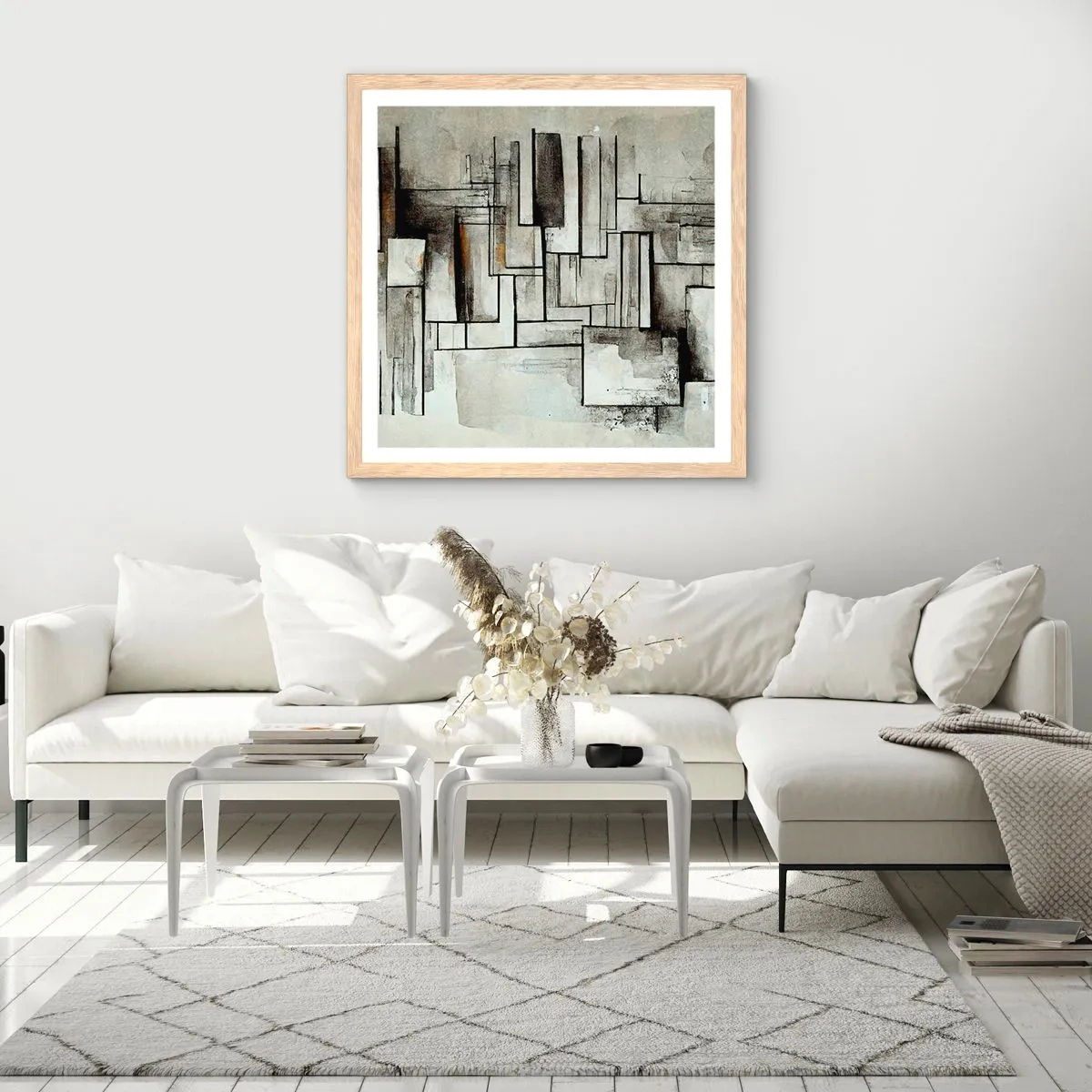 Affiche dans un chêne clair - Poster - Le pouvoir de la simplicité - 60x60 cm