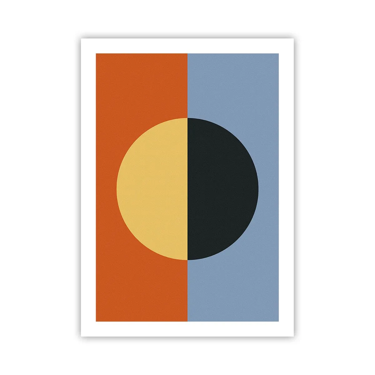 Affiche - Poster - Composition géométrique avec un cercle et des couleurs contrastées - 50x70cm - Composition de chaleur et de fraîcheur - Décoration murale moderne pour le salon et la chambre ARTTOR