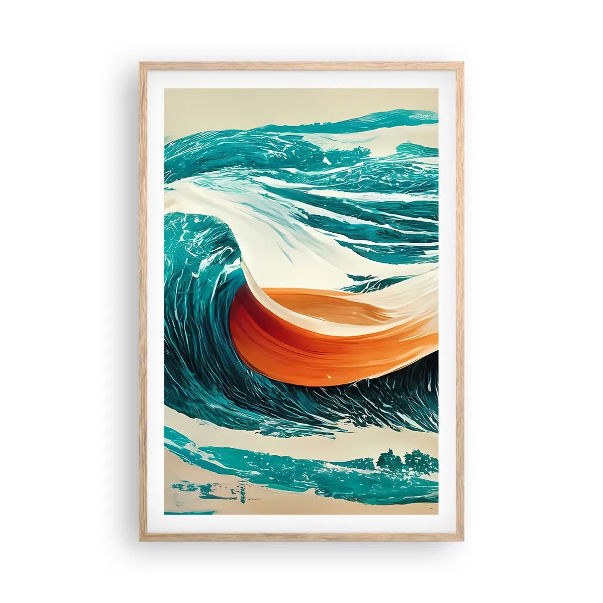 Affiche dans un chêne clair - Poster - Le rêve d'un surfeur - 61x91 cm