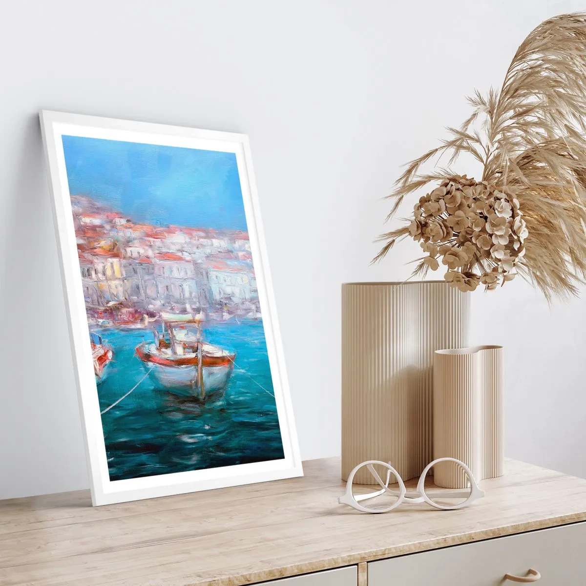 Affiche dans un cadre blanc - Poster - Baie italienne - 30x40 cm