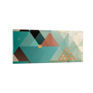 Impression sur verre - Image sur verre - Motifs géométriques dans les tons turquoise et marron - 120x50cm - Unité de la multiplicité, multiplicité de l'unité - Décoration murale moderne pour le salon et la chambre ARTTOR