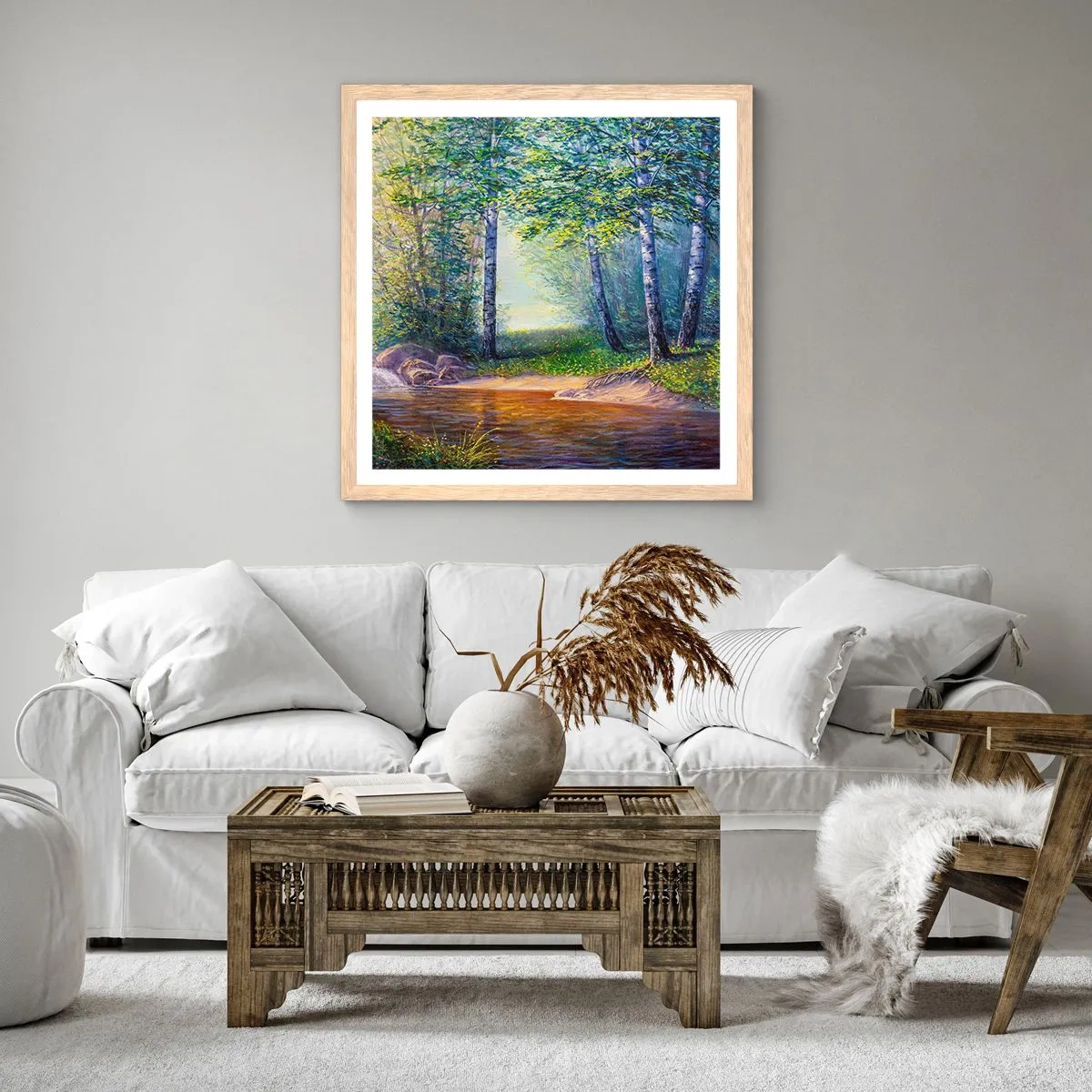 Affiche dans un chêne clair - Poster - Paysage idyllique - 30x30 cm