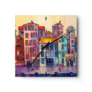 Horloge murale - Pendule murale - Une ville comme dans un conte de fées - 40x40 cm