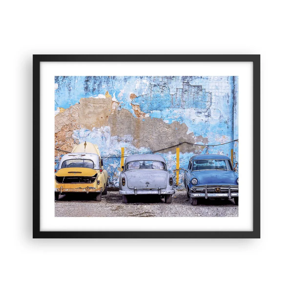 Affiche dans un cadre noir - Poster - Rencontre de vétérans - 50x40 cm