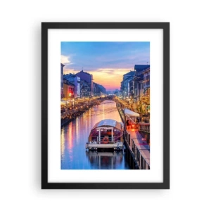 Affiche dans un cadre noir - Poster - Soirée de lumière et de jeu - 30x40 cm