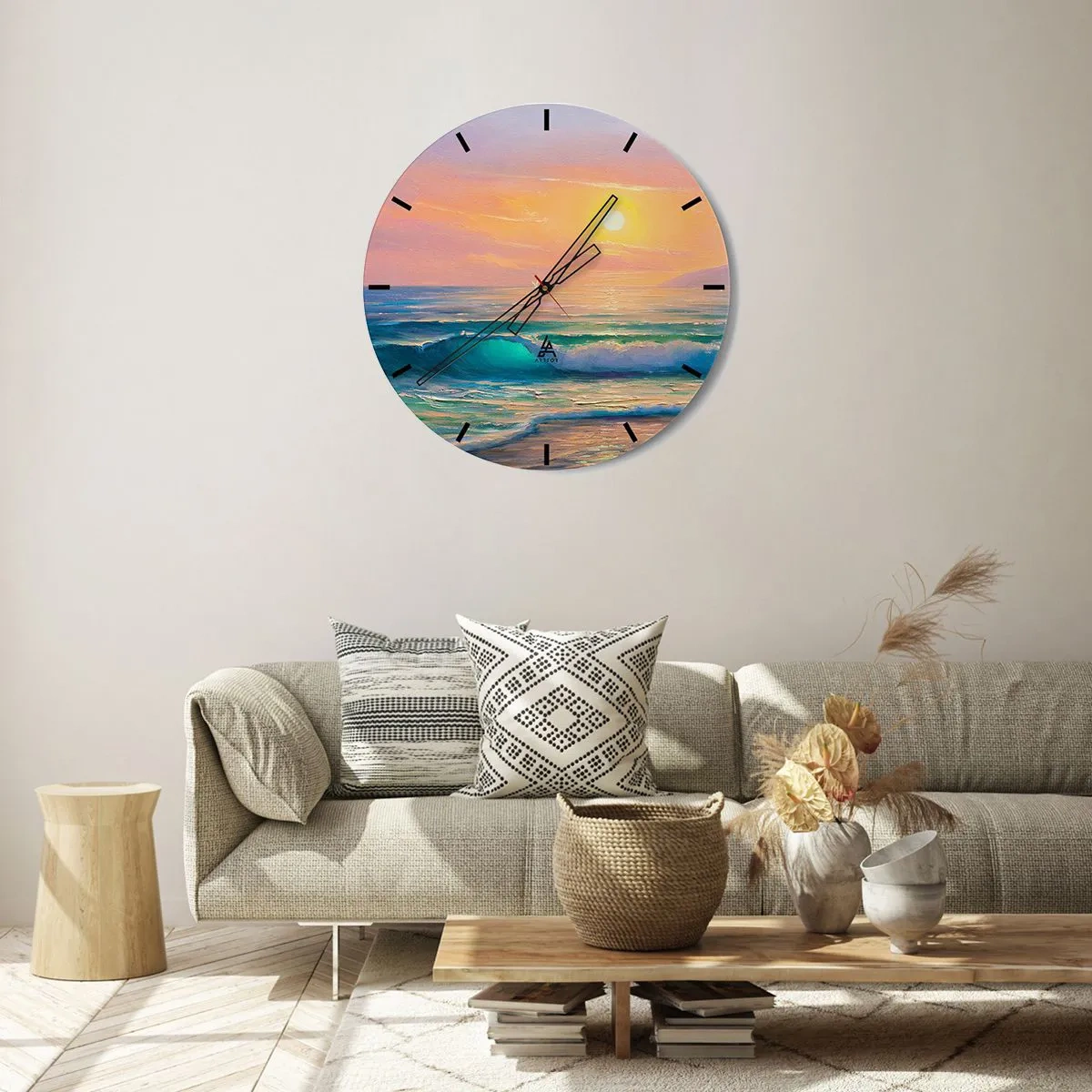 Horloge murale - Pendule murale - Le chant turquoise des vagues - 40x40 cm