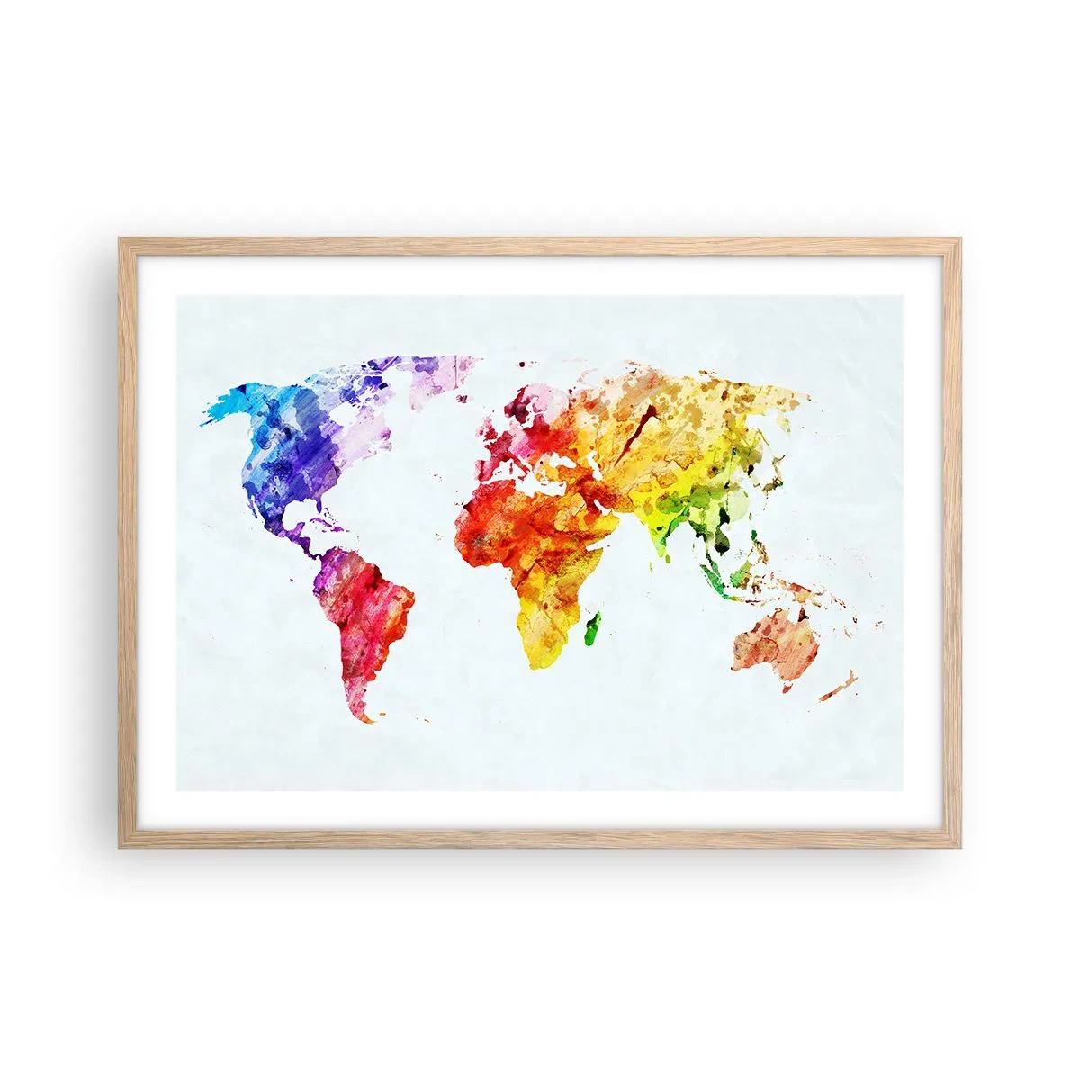 Affiche dans un chêne clair - Poster - Toutes les couleurs du monde - 70x50 cm