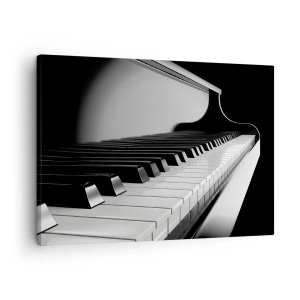 Impression sur toile - Image sur toile - Touches de piano dans une élégante photo en noir et blanc - 70x50cm - Harmonie des formes et des couleurs - Décoration murale moderne pour le salon et la chambre ARTTOR