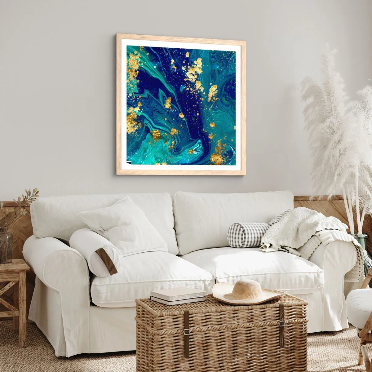 Affiche dans un chêne clair - Poster - Les pétales du soleil - 30x30 cm