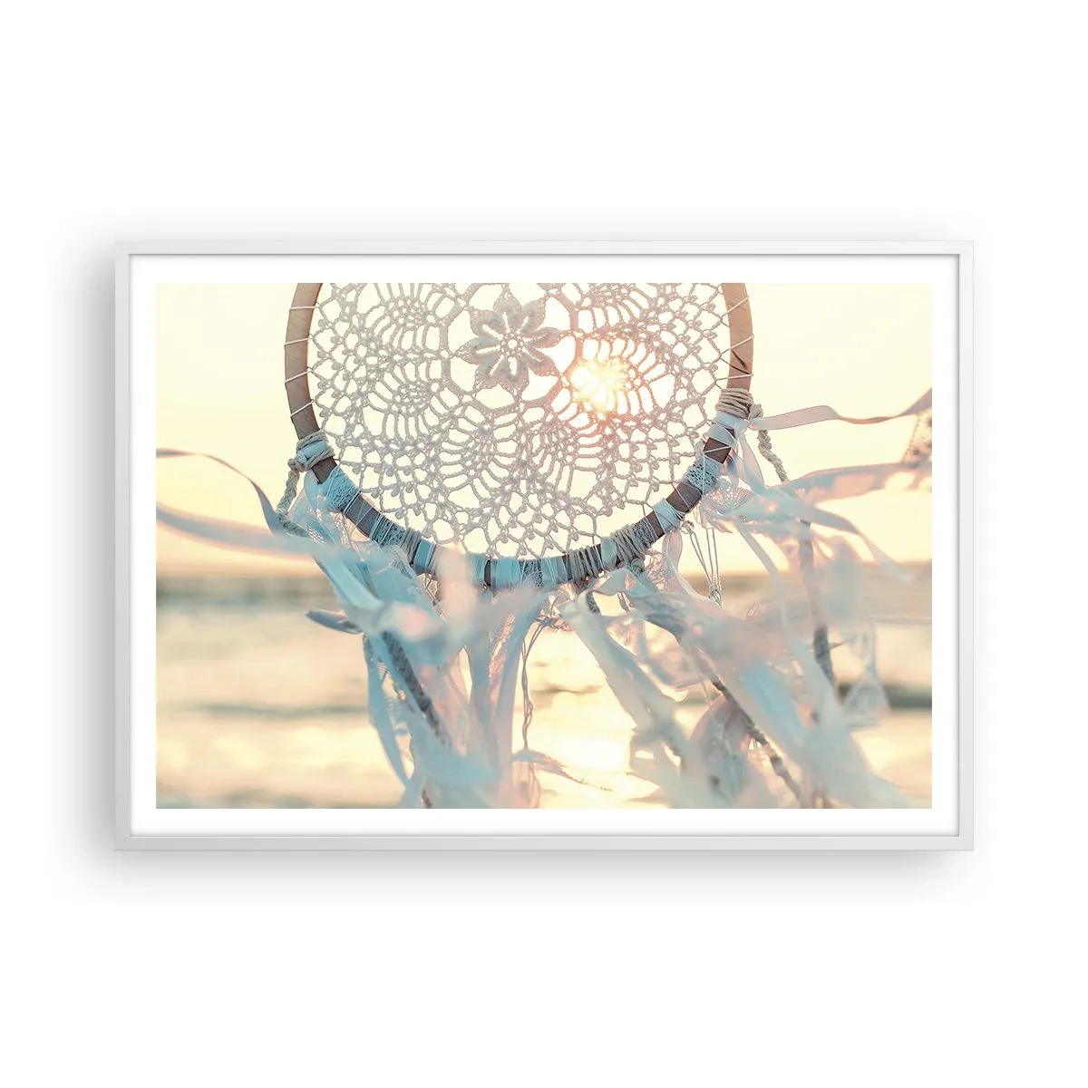 Affiche dans un cadre blanc - Poster - Totem en dentelle - 100x70 cm