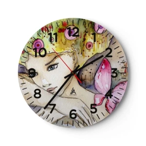 Horloge murale - Pendule murale - La princesse papillon - 30x30 cm