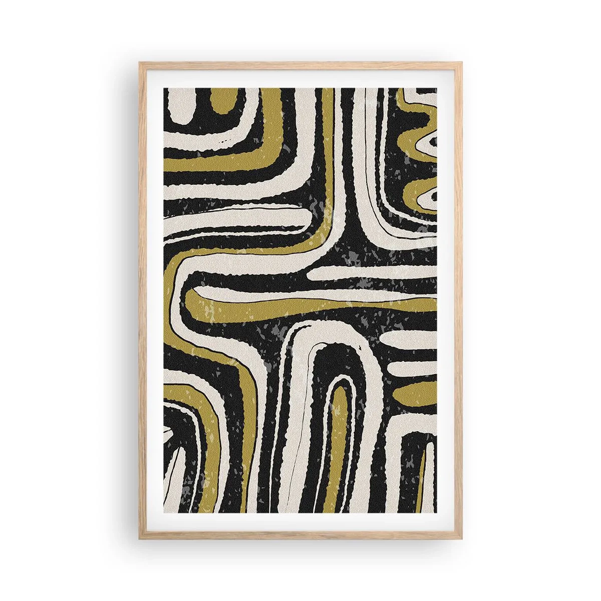 Affiche dans un chêne clair - Poster - Composition : routes et ruelles - 61x91 cm