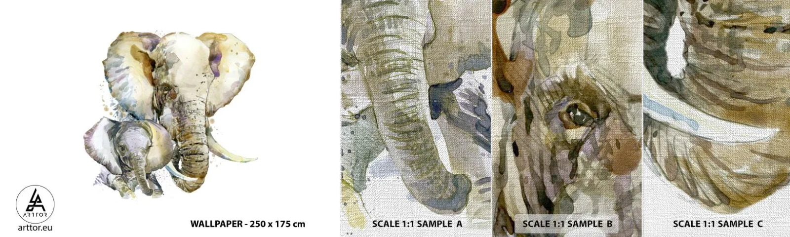 Échantillon de Papier Peint Premium Canvas - Rien ne peut égaler maman - Animaux, Éléphant, Graphique - 100x30 cm