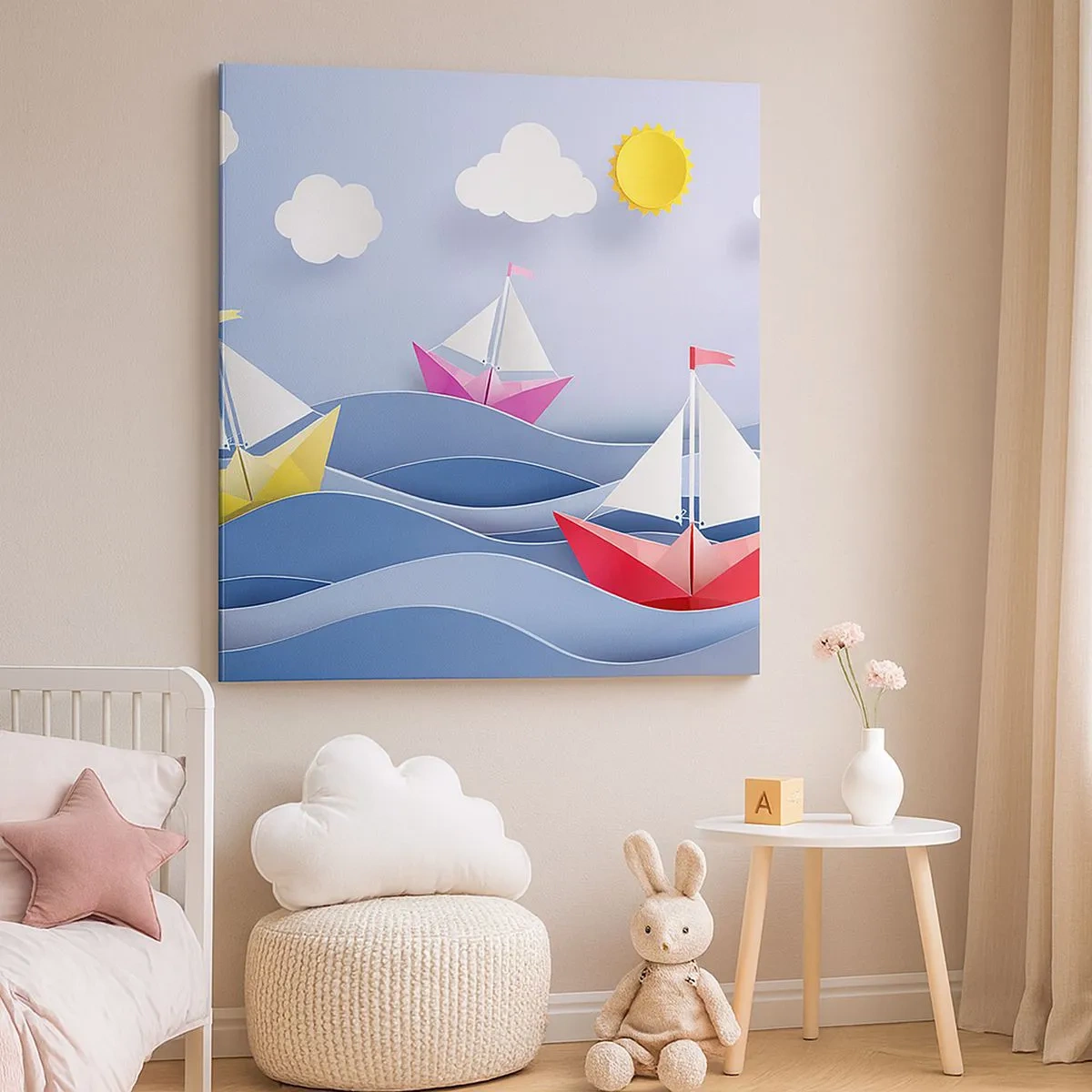 Impression sur toile - Image sur toile - Ah qu'il est agréable de se balancer dans les vagues - 30x30 cm