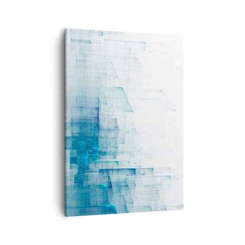 Impression sur toile - Image sur toile - Formes géométriques abstraites dans des tons de bleu - 50x70cm - Comment l’espace s’est formé - Décoration murale moderne pour le salon et la chambre ARTTOR