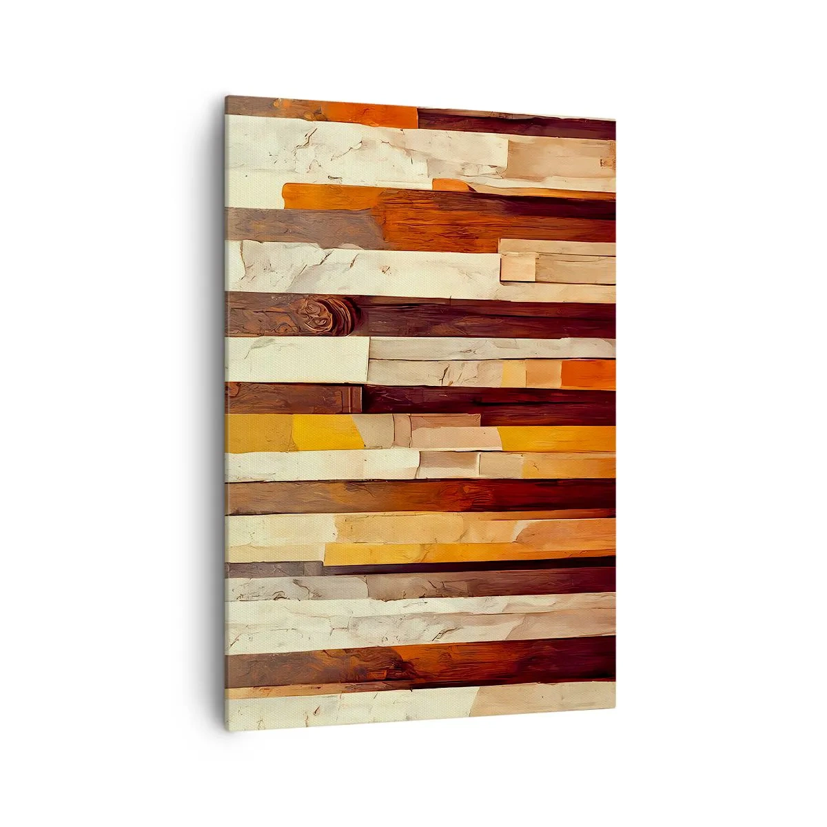 Impression sur toile - Image sur toile - Composition géométrique dans les tons de bois et d'or - 70x100cm - Hymne des arbres forestiers - Décoration murale moderne pour le salon et la chambre ARTTOR