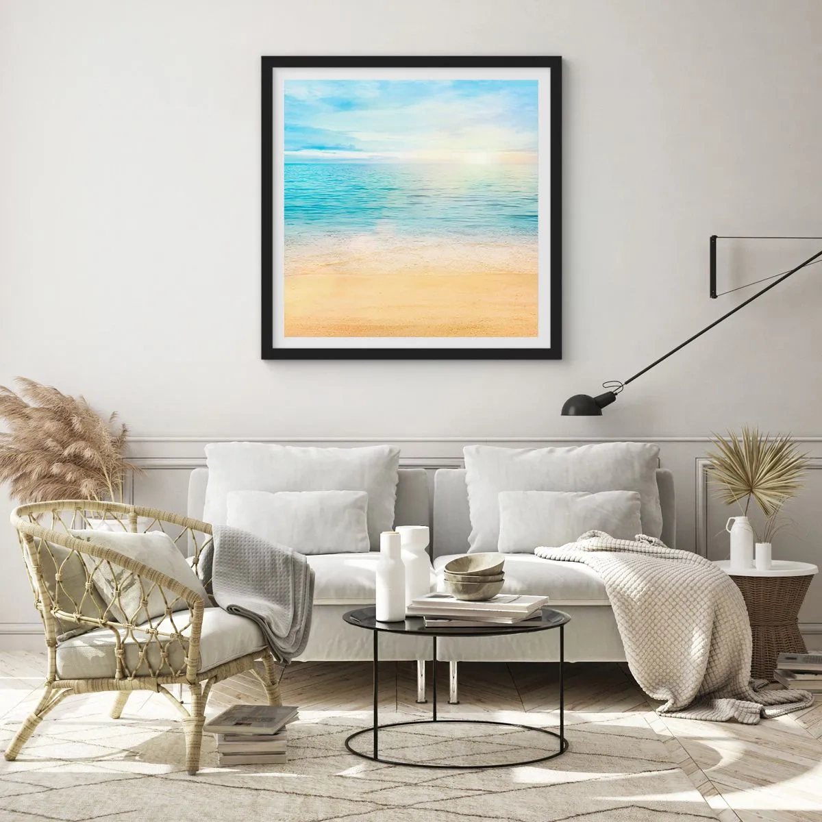 Affiche dans un cadre noir - Poster - Le grand bleu - 40x40 cm