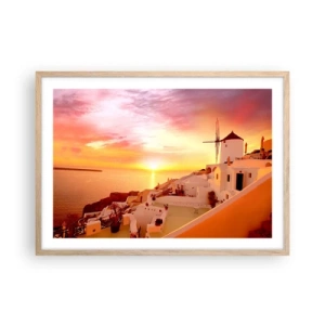 Affiche dans un chêne clair - Poster - Fondre en blanc et or - 70x50 cm